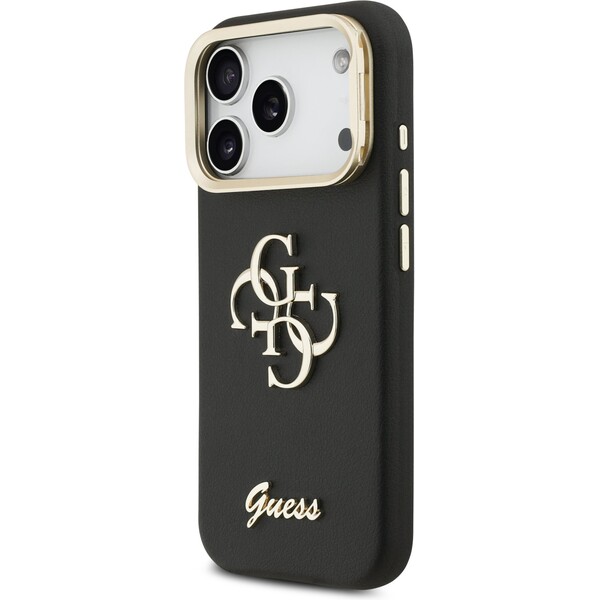 Guess-PU-Grained-4G-Logo-Stand-Camera-Frame-kryt-iPhone-17-Pro-cerny