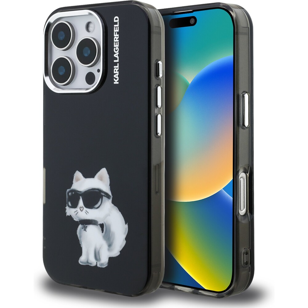 Karl-Lagerfeld-IML-Aquarelle-Choupette-kryt-iPhone-16-Pro-cerny