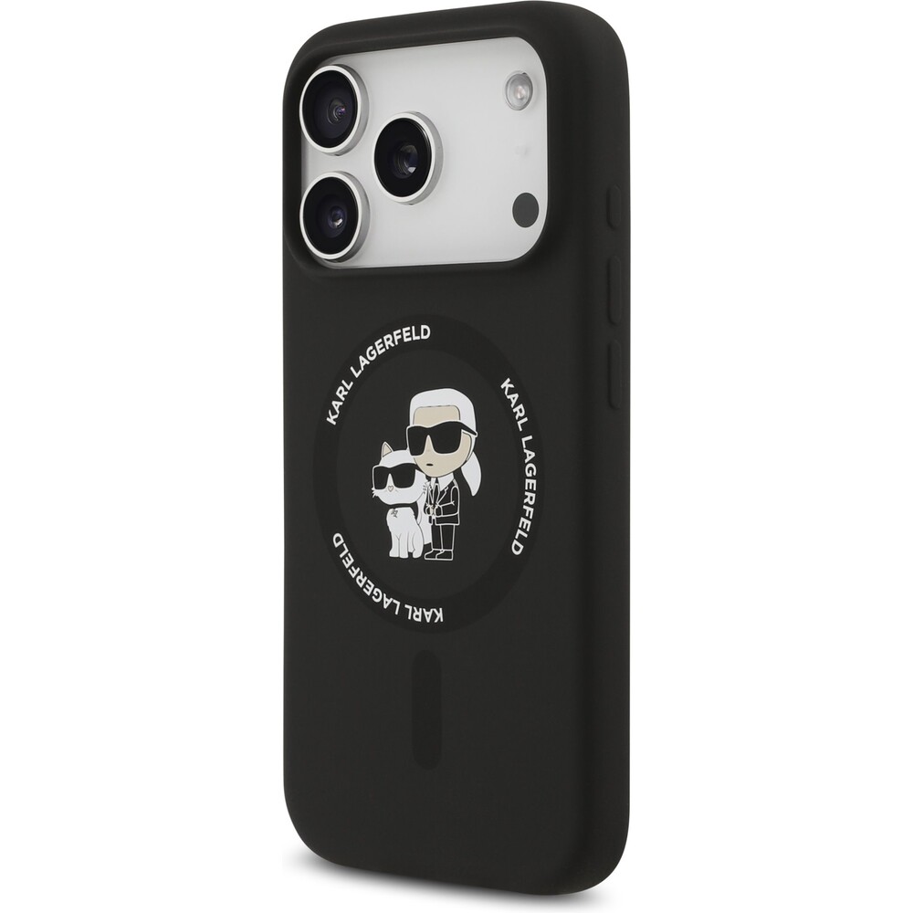 Karl-Lagerfeld-Liquid-Silicone-Karl-and-Choupette-MagSafe-kryt-iPhone-17-Pro-cerny