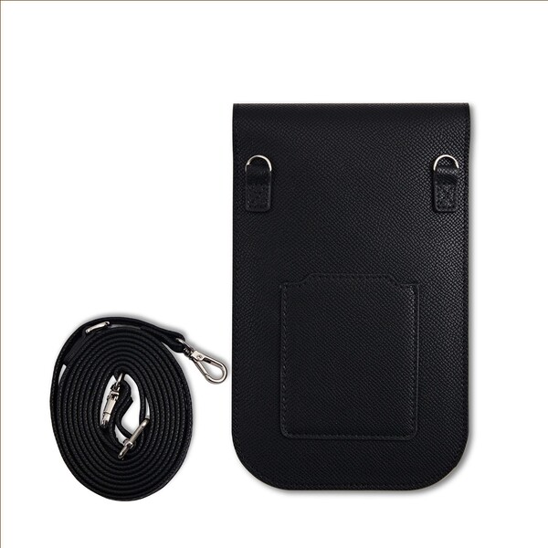 Guess-PU-Grained-Triangle-Logo-taska-na-telefon-cerna