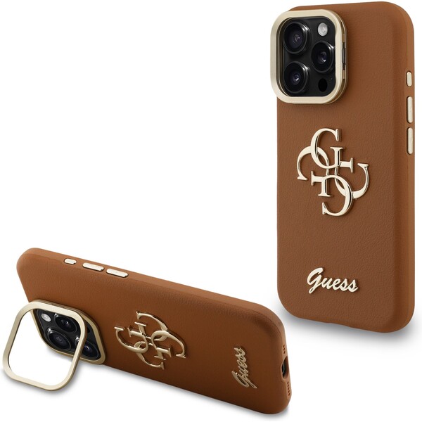 Guess-PU-Grained-4G-Logo-Stand-Camera-Frame-kryt-iPhone-15-Pro-Max-hnedy