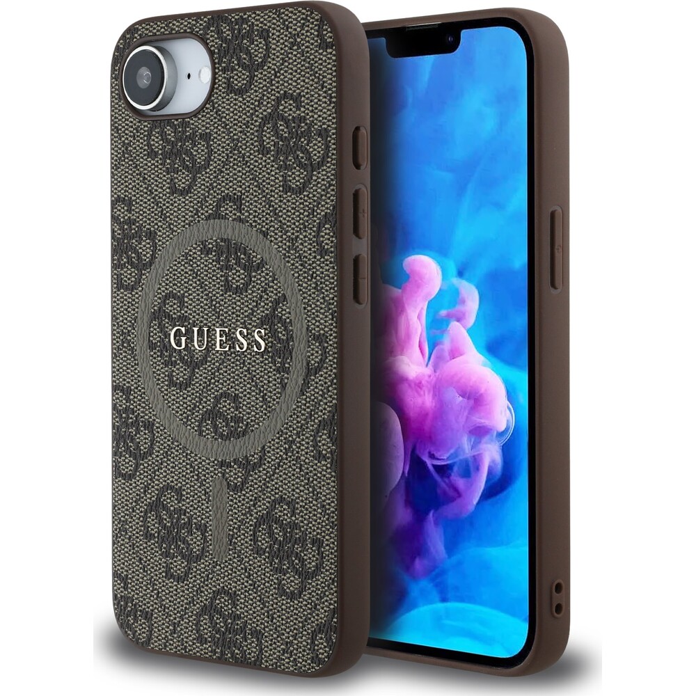 Guess-PU-Leather-4G-Colored-Ring-MagSafe-kryt-iPhone-17e-16e-hnedy