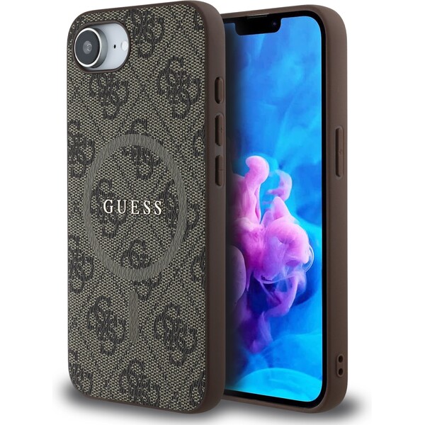 Guess-PU-Leather-4G-Colored-Ring-MagSafe-kryt-iPhone-17e-16e-hnedy