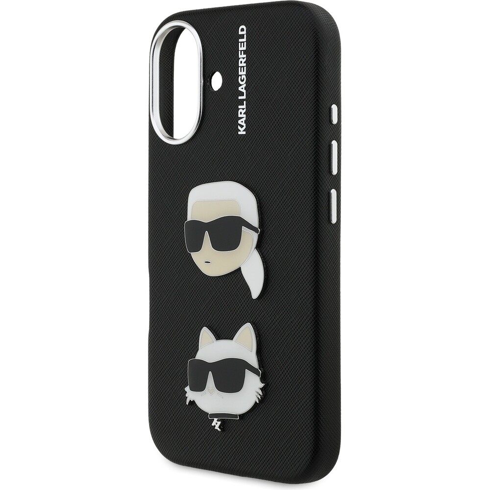 Karl-Lagerfeld-Grained-PU-K-CH-Heads-kryt-iPhone-16-cerny