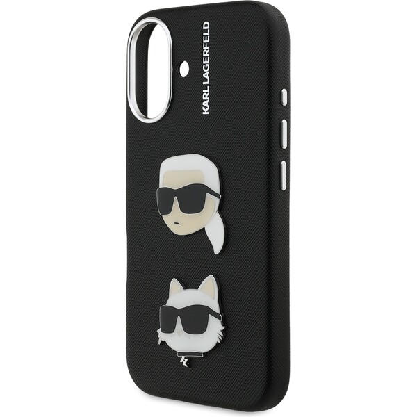 Karl-Lagerfeld-Grained-PU-K-CH-Heads-kryt-iPhone-16-cerny