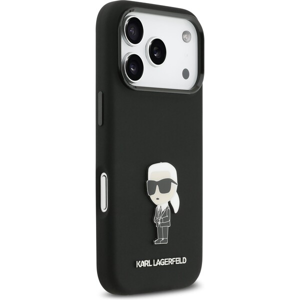 Karl-Lagerfeld-Liquid-Silicone-Metal-Ikonik-kryt-iPhone-17-Pro-cerny