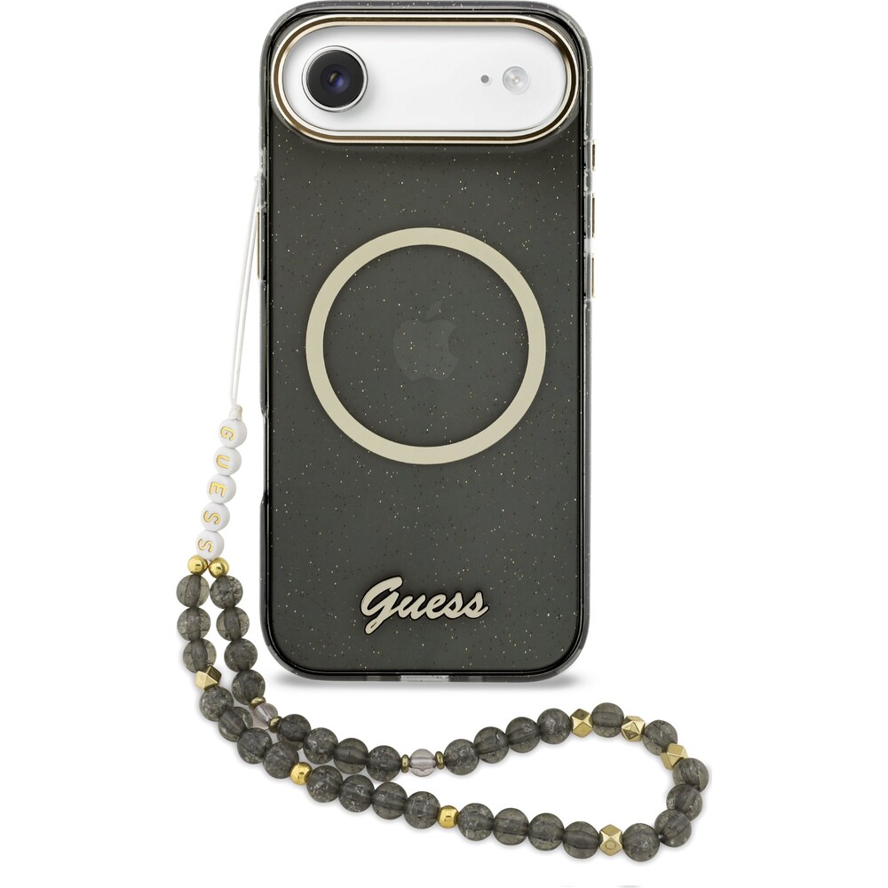 Guess-IML-Glitter-Script-Strap-MagSafe-kryt-iPhone-Air-cerny
