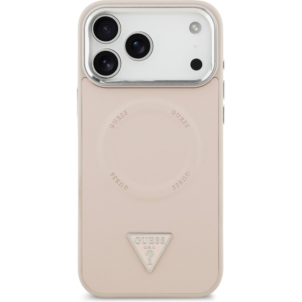 Guess-PU-Leather-Triangle-Logo-MagSafe-kryt-iPhone-17-Pro-ruzovy
