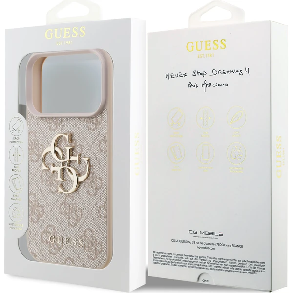 Guess-PU-4G-Metal-Logo-kryt-iPhone-17-Pro-ruzovy