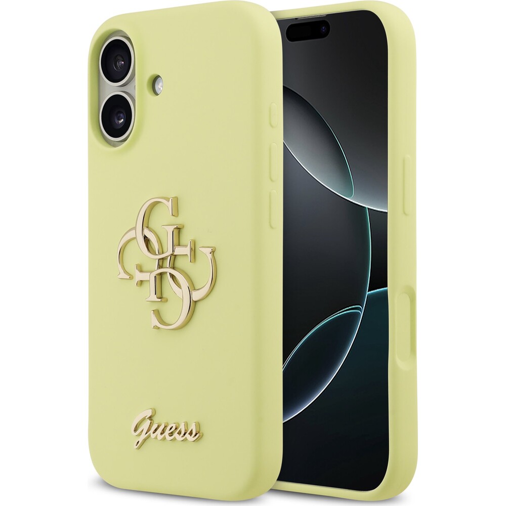 Guess-Liquid-Silicone-4G-Metal-Logo-kryt-iPhone-17-zluty