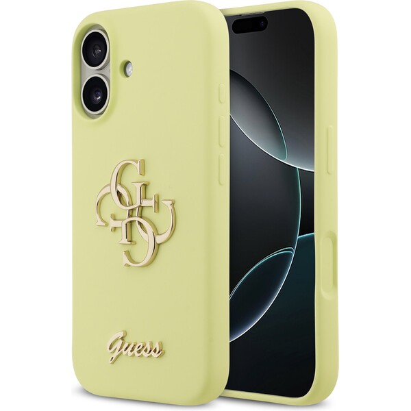 Guess-Liquid-Silicone-4G-Metal-Logo-kryt-iPhone-17-zluty