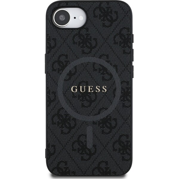 Guess-PU-Leather-4G-Colored-Ring-MagSafe-kryt-iPhone-17e-16e-cerny