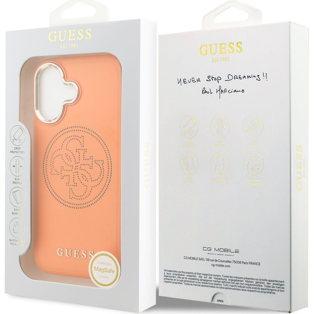 Guess-PU-Perforated-4G-Logo-MagSafe-kryt-iPhone-17-oranzovy