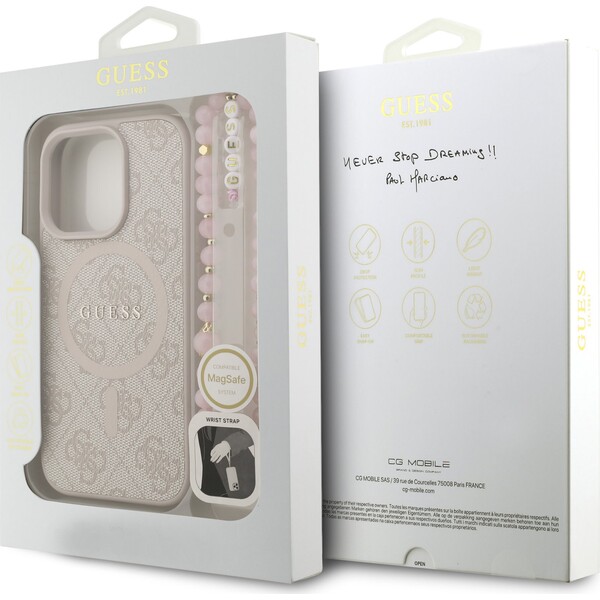 Guess-PU-Leather-4G-Colored-Ring-Strap-MagSafe-kryt-iPhone-16-Pro-ruzovy