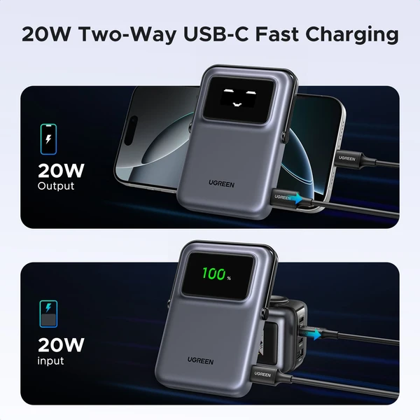 UGREEN-Uno-MagSafe-Qi2-Powerbanka-se-stojankem-10000-mAh-20W-tmave-seda