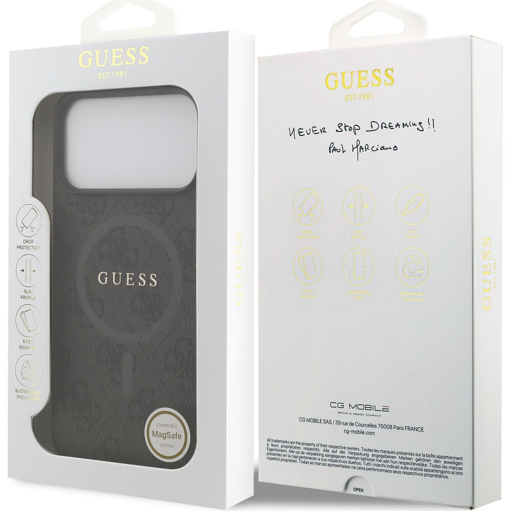 Guess-PU-Leather-4G-Colored-Ring-MagSafe-Zadni-Kryt-pro-iPhone-17-Pro-Max-cerny