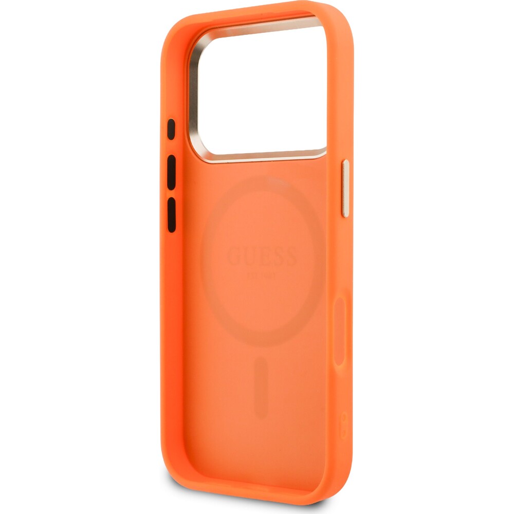 Guess-PU-Perforated-4G-Logo-MagSafe-kryt-iPhone-17-Pro-Max-oranzovy