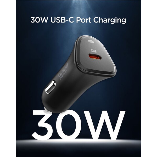 Spigen-Essential-30W-USB-C-nabijecka-do-auta-EV301-cerna
