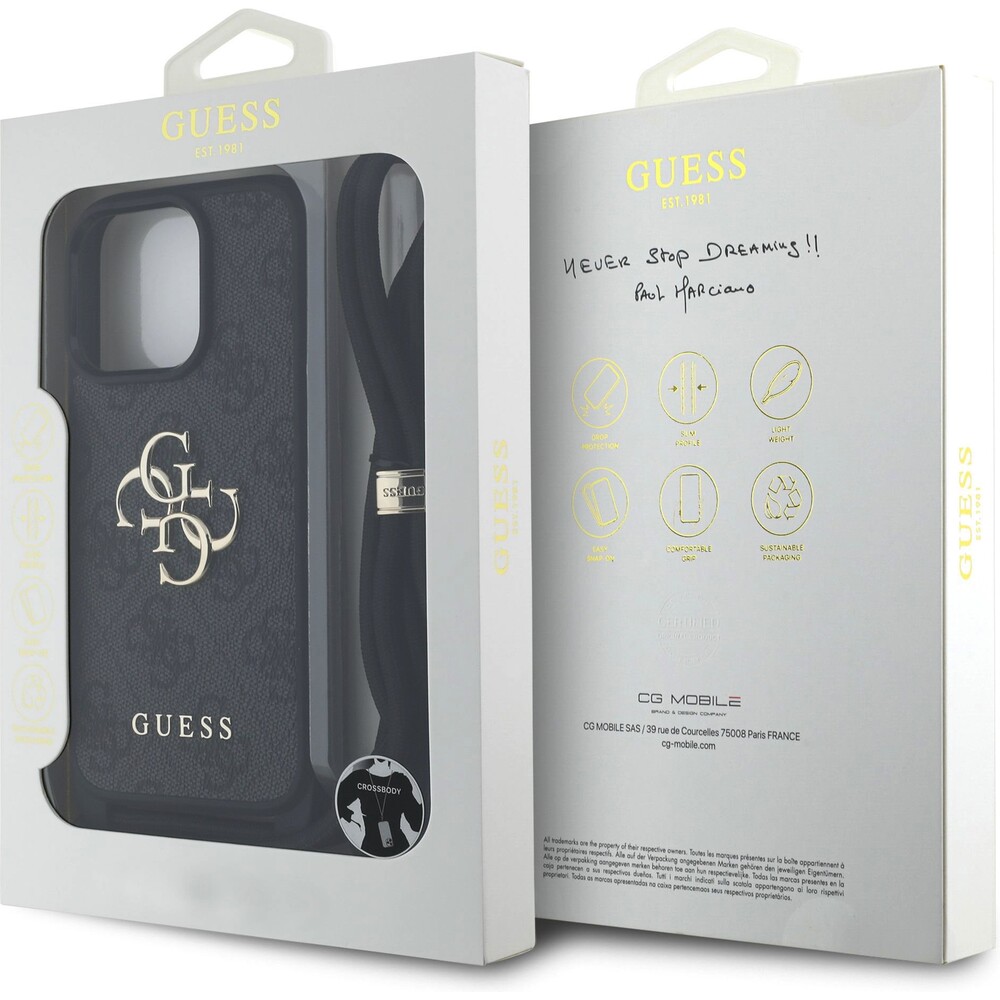 Guess-PU-4G-Metal-Logo-Crossbody-popruh-kryt-iPhone-15-Pro-Max-cerny