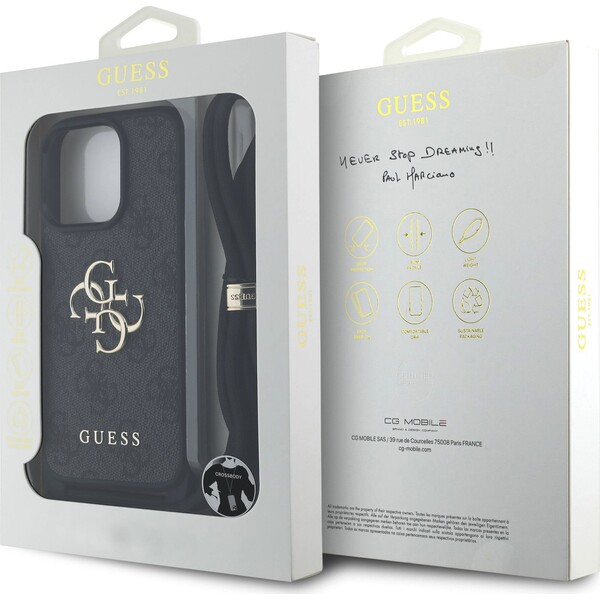Guess-PU-4G-Metal-Logo-Crossbody-popruh-kryt-iPhone-15-Pro-Max-cerny