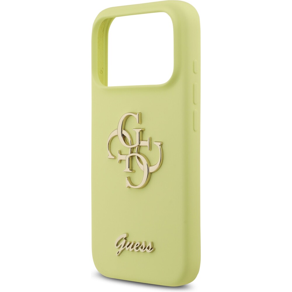 Guess-Liquid-Silicone-4G-Metal-Logo-kryt-iPhone-17-Pro-zluty