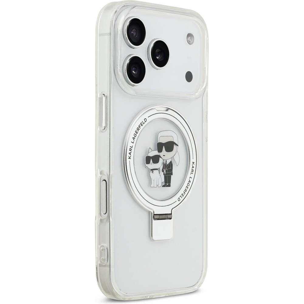 Karl-Lagerfeld-Ringstand-Karl-and-Choupette-MagSafe-kryt-iPhone-17-Pro-bily