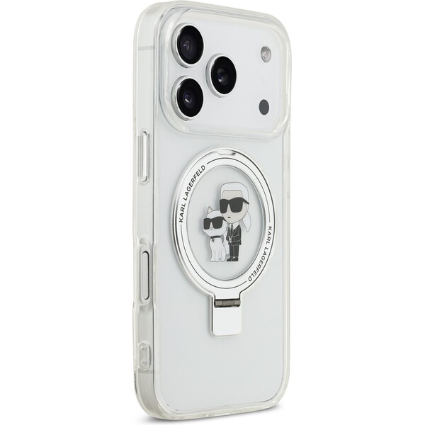 Karl-Lagerfeld-Ringstand-Karl-and-Choupette-MagSafe-kryt-iPhone-17-Pro-bily