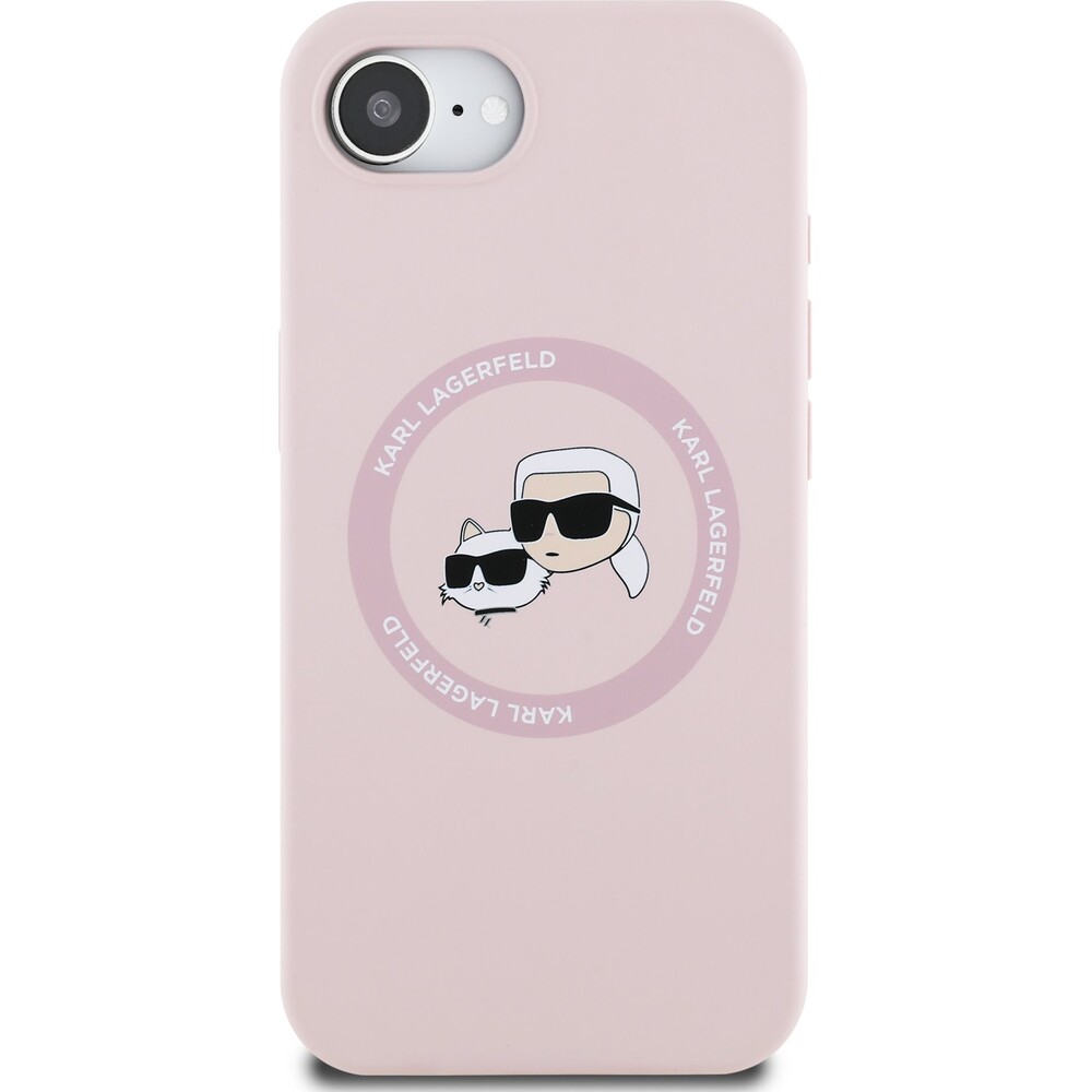 Karl-Lagerfeld-Liquid-Silicone-K-CH-Heads-MagSafe-kryt-iPhone-17e-16e-ruzovy
