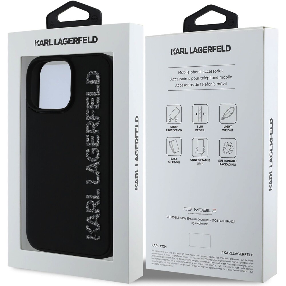 Karl-Lagerfeld-3D-Rubber-Glitter-Logo-kryt-iPhone-16-Pro-cerny