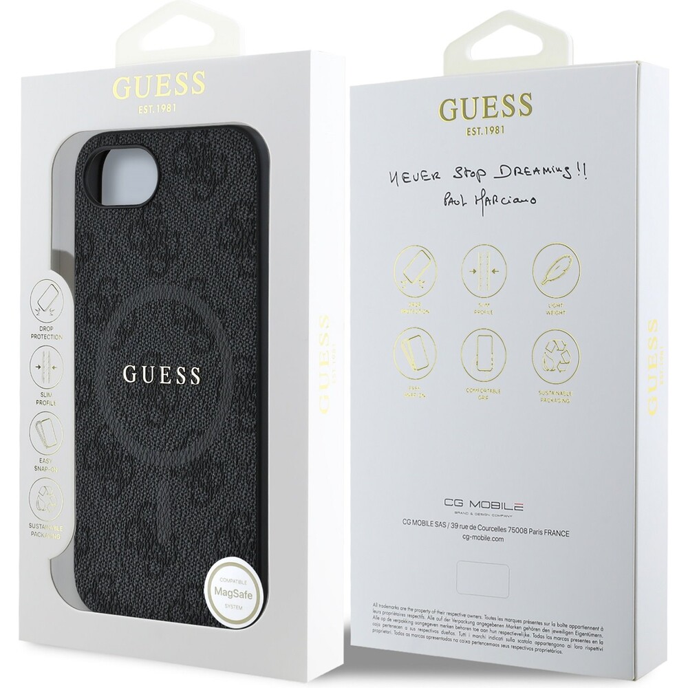 Guess-PU-Leather-4G-Colored-Ring-MagSafe-kryt-iPhone-17e-16e-cerny