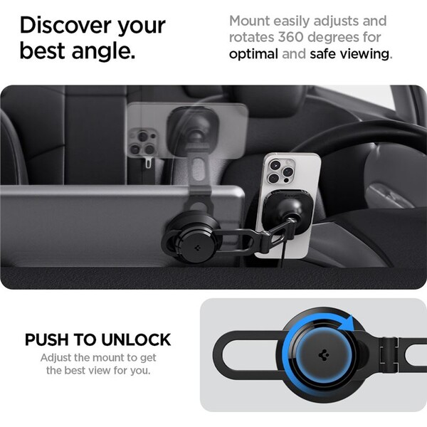 Spigen-OneTap-Pro-3-Wireless-Car-Charger-MagSafe-drzak-s-nabijenim-na-displej-Tesla