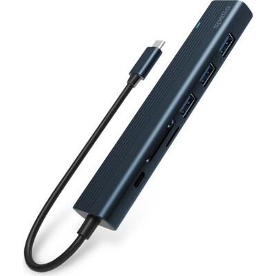 Spello USB-C Hub Slim 7v1, 100W USB-C PD, 3× USB-A, HDMI, slot na SD/TF kartu, temně inkoustový