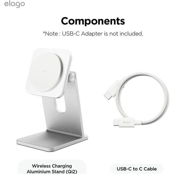ELAGO-Wireless-Charging-Aluminium-Stand-Qi2-MagSafe-nabijeci-stojanek-15W-bily