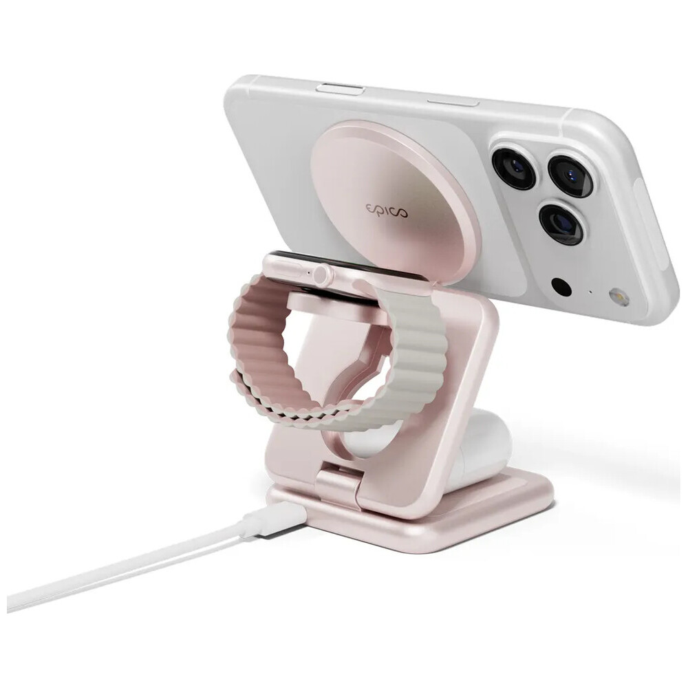 Epico-UltraBase-Qi2-MagSafe-25W-3v1-Fold-kovovy-Mag-bezdratovy-nabijeci-stojanek-ruzovy