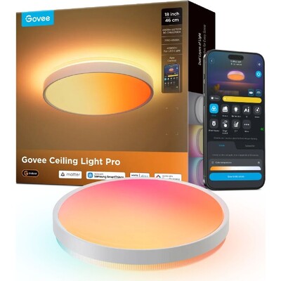 Govee RGBICWW Smart duální kulaté stropní světlo 4800lm 46cm Matter bílé