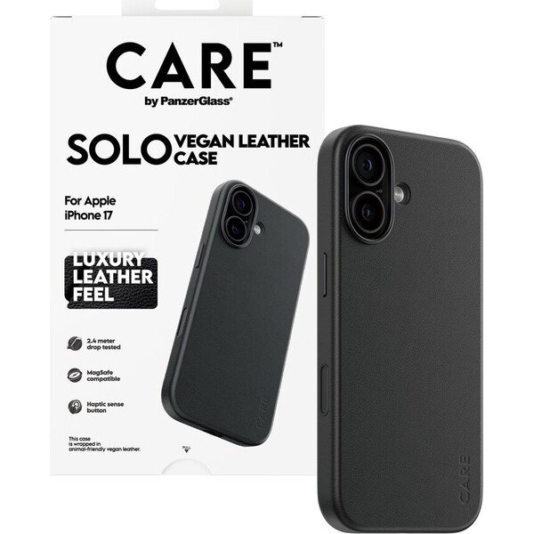 PanzerGlass-CARE-SOLO-MagSafe-kryt-z-veganske-kuze-iPhone-17-cerny