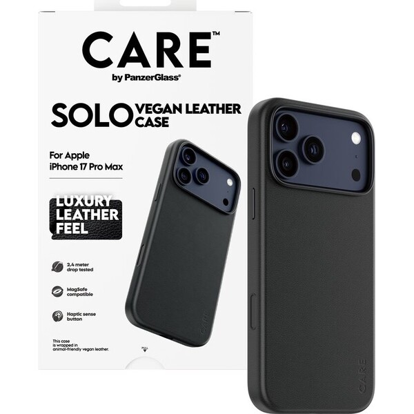 PanzerGlass-CARE-SOLO-MagSafe-kryt-z-veganske-kuze-iPhone-17-Pro-Max-cerny