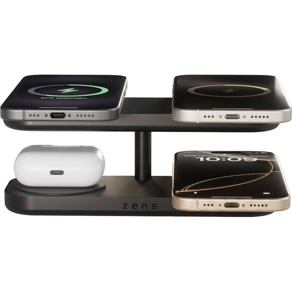 ZENS-Quattro-Charger-Pro-4-MagSafe-Qi2-nabijeci-stanice-4x-15W-cerna
