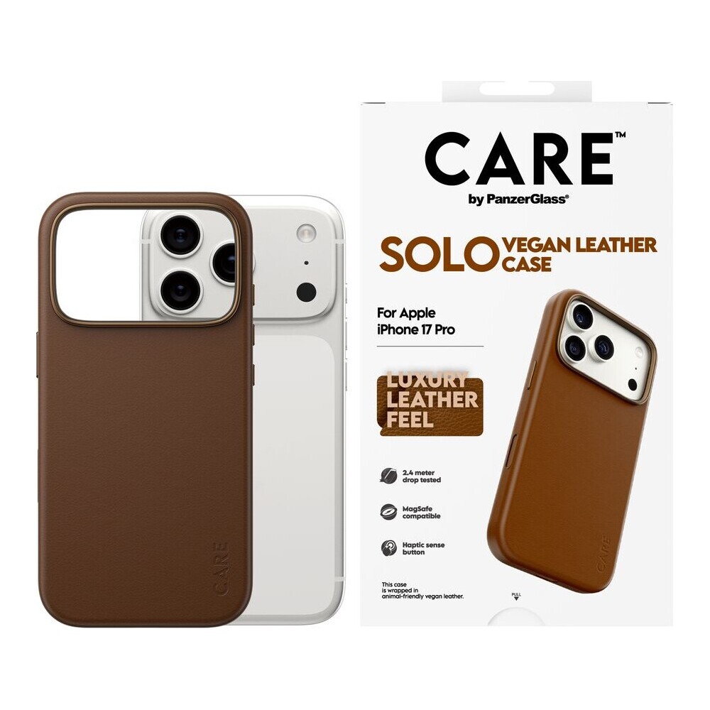PanzerGlass-CARE-SOLO-MagSafe-kryt-z-veganske-kuze-iPhone-17-Pro-hnedy