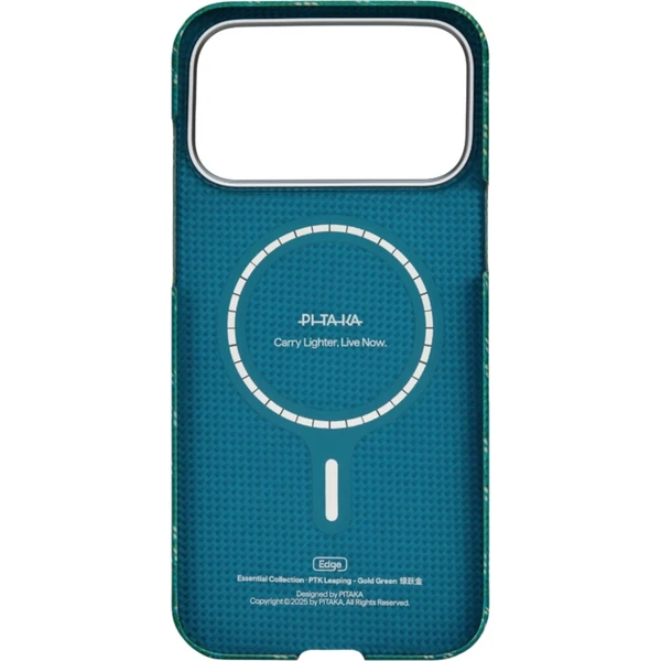 Pitaka-Ultra-Slim-Case-MagSafe-kryt-iPhone-17-Pro-Monogram-Gold-Green