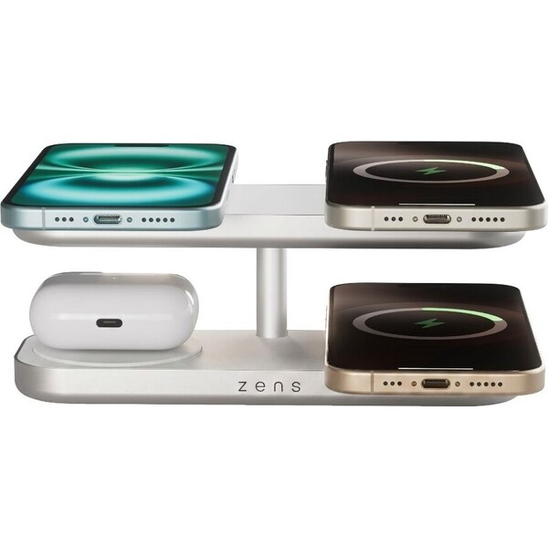 ZENS-Quattro-Charger-Pro-4-MagSafe-Qi2-nabijeci-stanice-4x-15W-bila