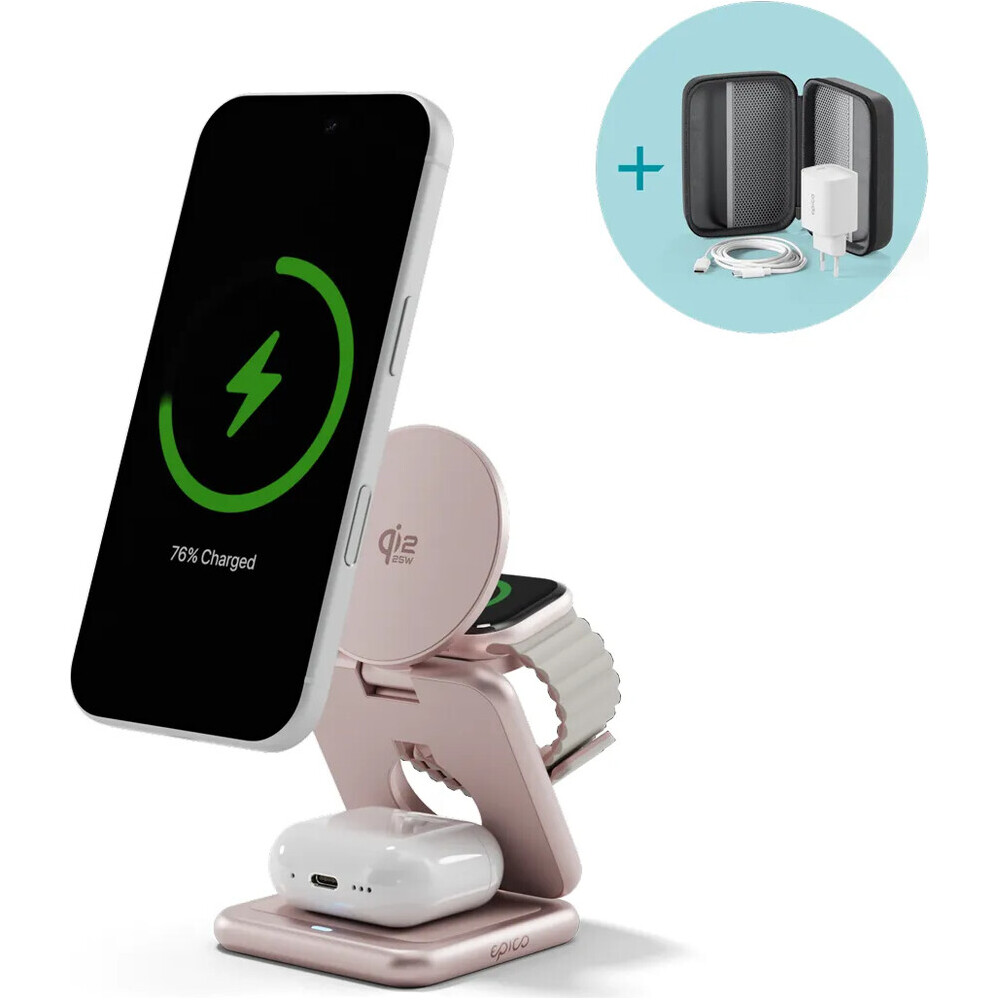 Epico-UltraBase-Qi2-MagSafe-25W-3v1-Fold-kovovy-Mag-bezdratovy-nabijeci-stojanek-ruzovy