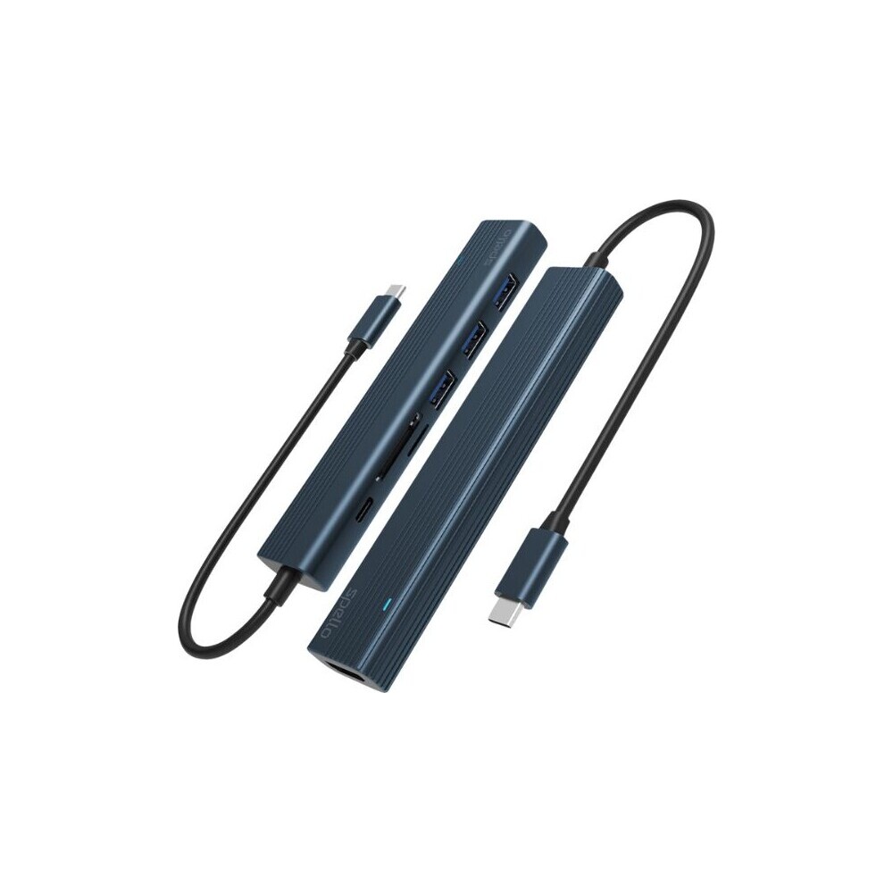 Spello-USB-C-Hub-Slim-7v1-100W-USB-C-PD-3-USB-A-HDMI-slot-na-SD-TF-kartu-temne-inkoustovy