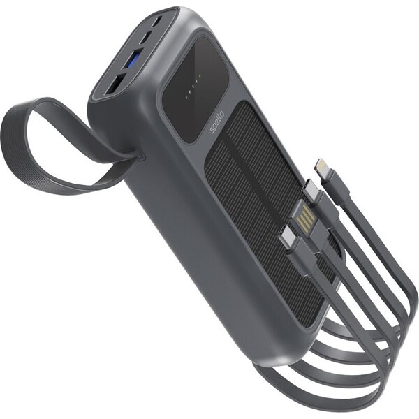 Spello-ForcePack-5in1-20000mAh-solarni-powerbanka-se-4-integrovanami-kabely-SP25-seda