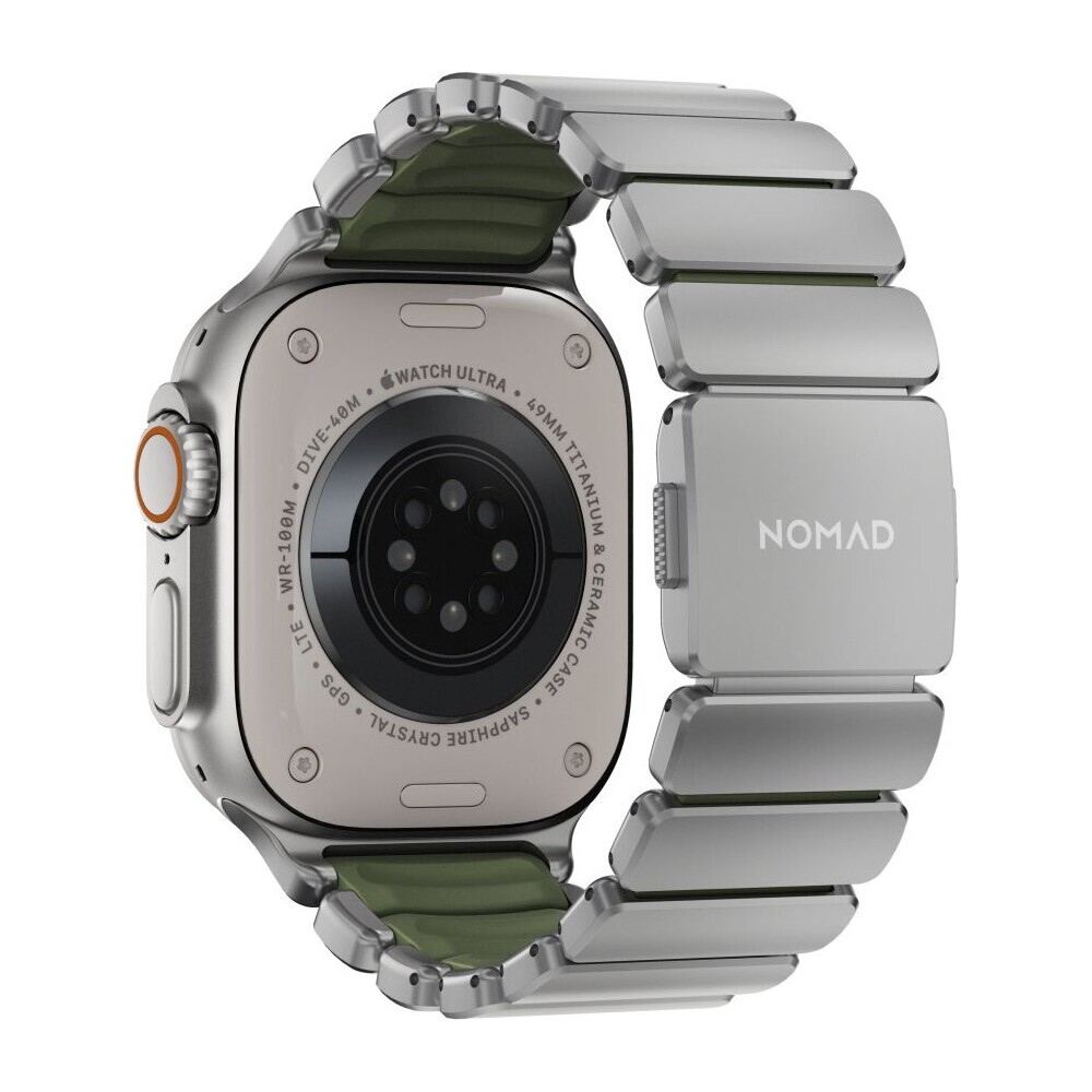 Nomad-Stratos-Band-FKM-reminek-Apple-Watch-45-46-49mm-Natural-Titanium-Forest-Green