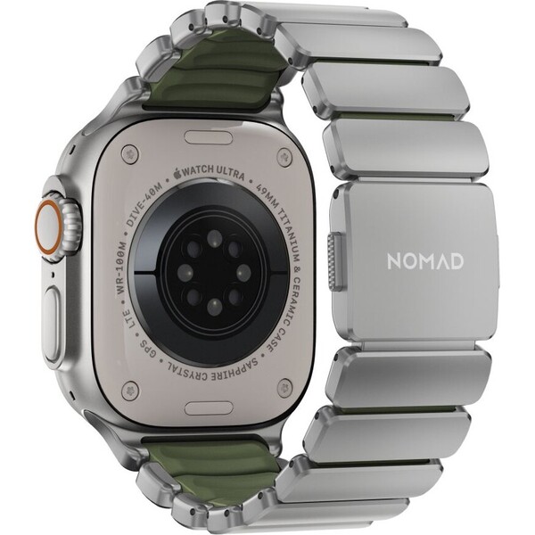 Nomad-Stratos-Band-FKM-reminek-Apple-Watch-45-46-49mm-Natural-Titanium-Forest-Green