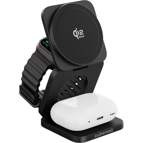 Cubenest-SQ312-Ultra-Qi2-2-MagSafe-3v1-nabijecka-35W-cerna