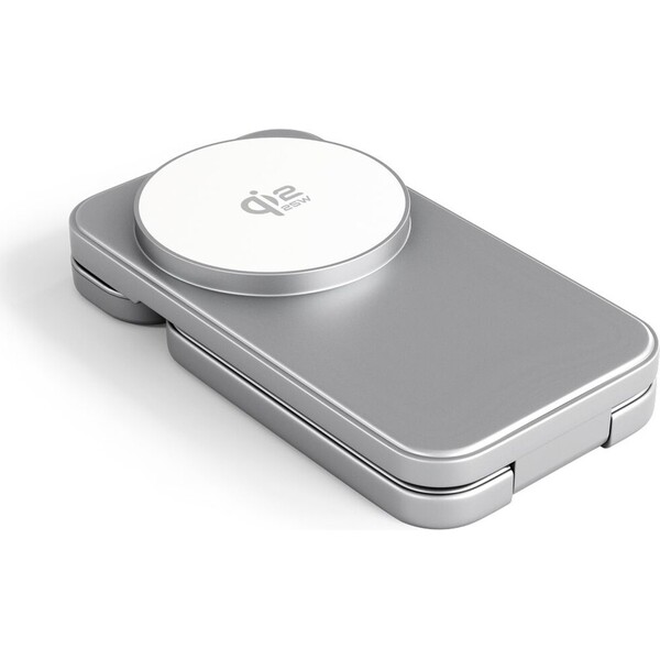 Spello-ForceBase-Qi2-25W-3in1-Fold-MagSafe-nabijeci-stojanek-stribrny