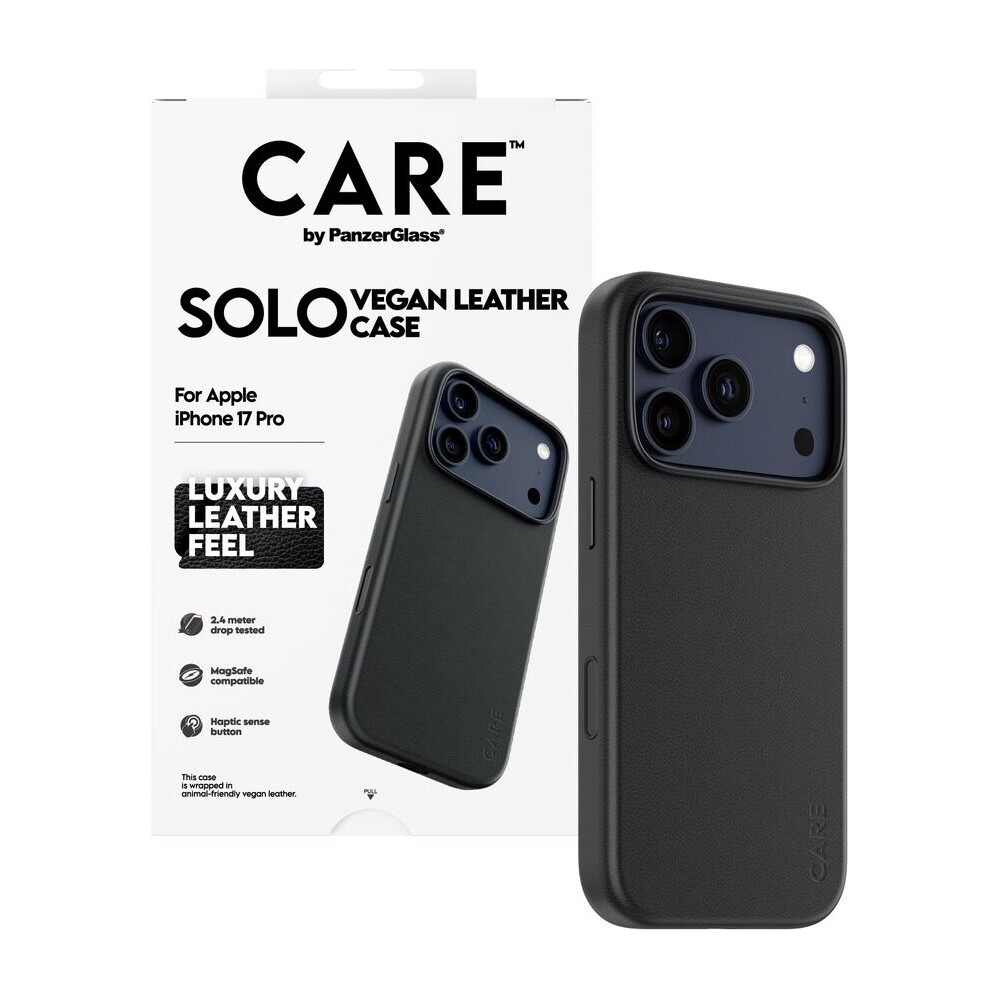 PanzerGlass-CARE-SOLO-MagSafe-kryt-z-veganske-kuze-iPhone-17-Pro-cerny