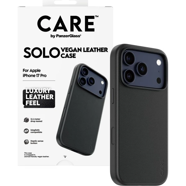 PanzerGlass-CARE-SOLO-MagSafe-kryt-z-veganske-kuze-iPhone-17-Pro-cerny